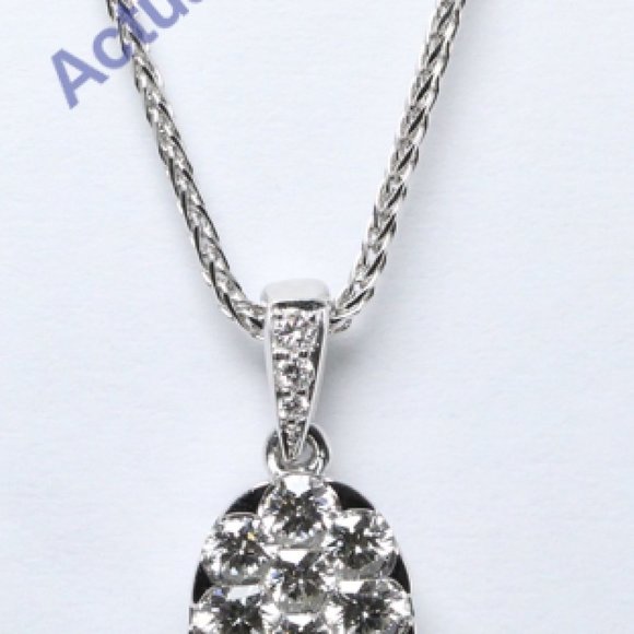 18K White Round Diamond Oval Pendant 1.01 Ct G Vvs C19000216 - Picture 1 of 3